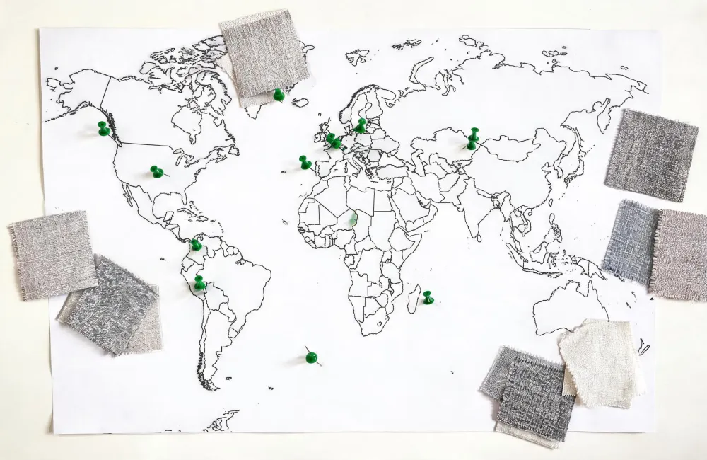 Global textile sourcing desk map